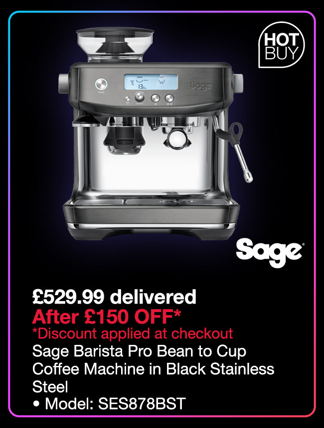 Sage Barista Pro Bean to Cup Coffee Machine in Black Stainless Steel