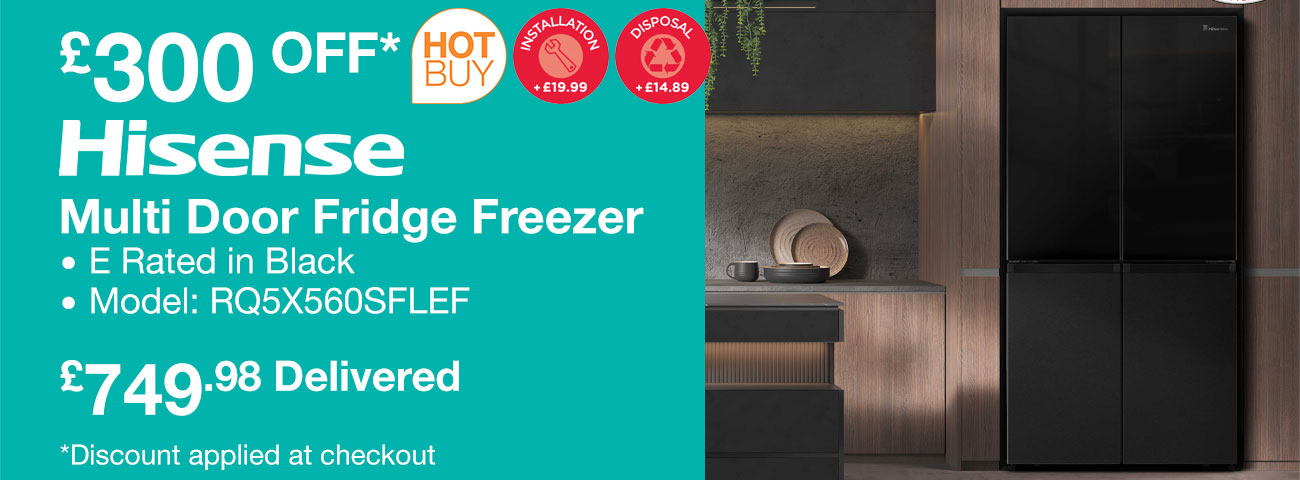 Hisense Multi Door Fridge Freezer, E Rated in Black