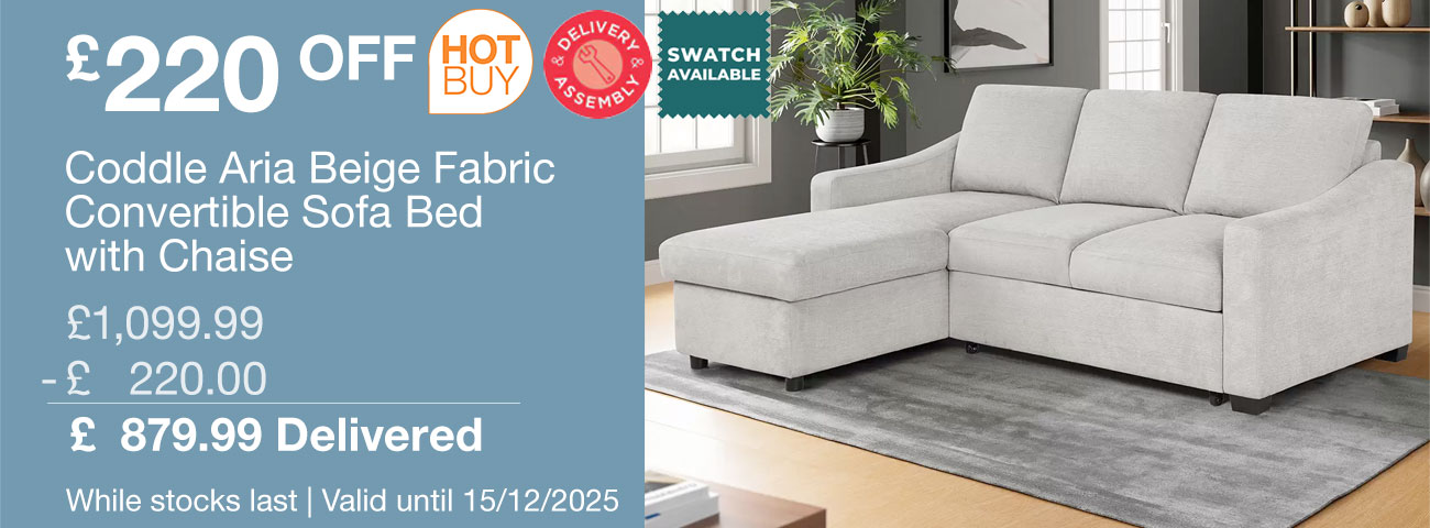 coddle aria beige fabric sofa bed