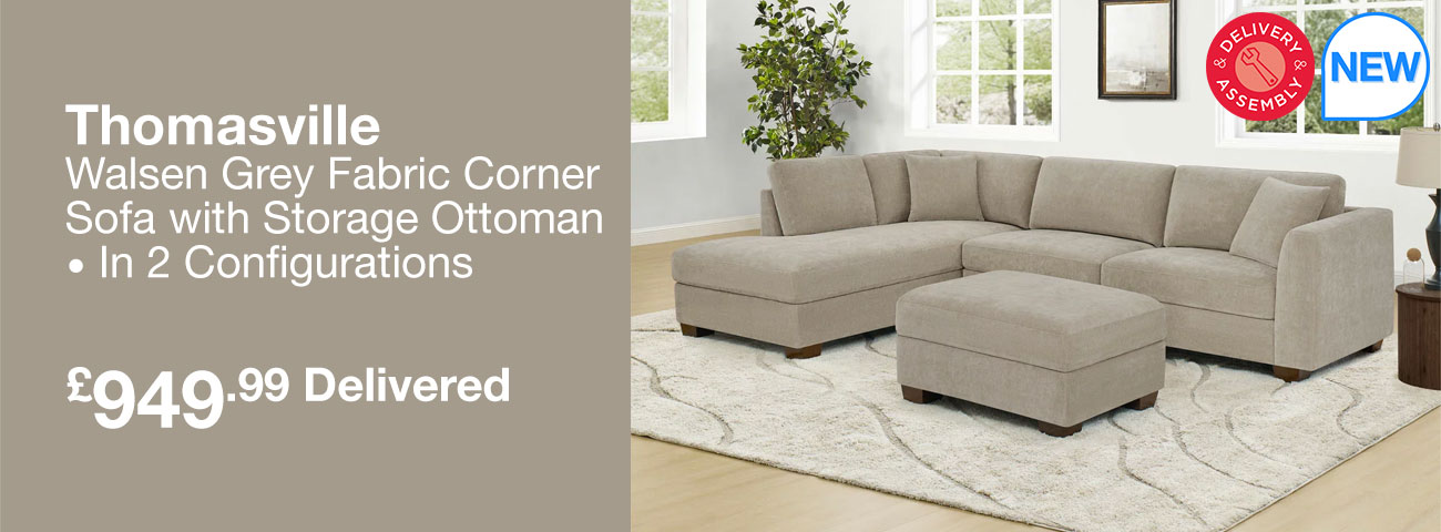 Thomasville Walsen Grey Fabric Corner Sofa