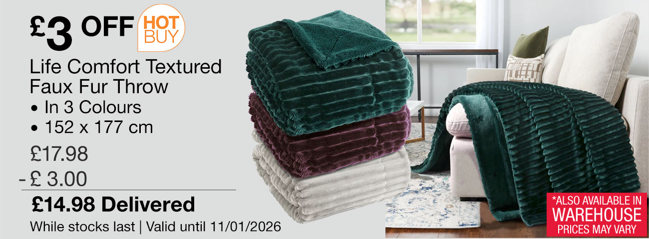 life comfort faux fur throw