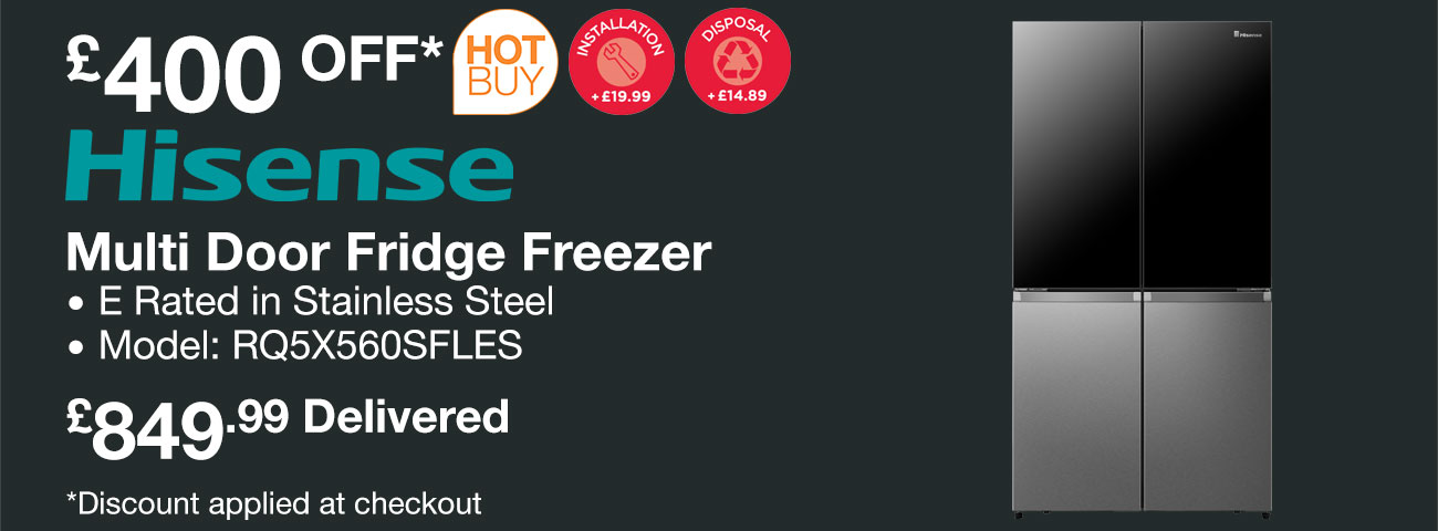 Hisense Multi Door Fridge Freezer, E Rated in Stainless Steel