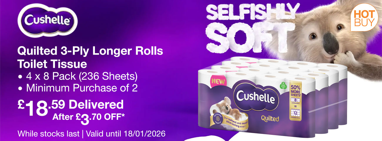 Cushelle Quilted 3-Ply Longer Rolls Toilet Tissue