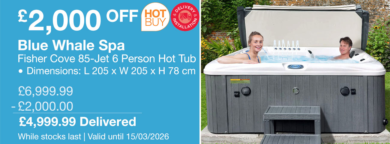 Blue Whale Spa Fisher Cove 85-Jet 6 Person Hot Tub