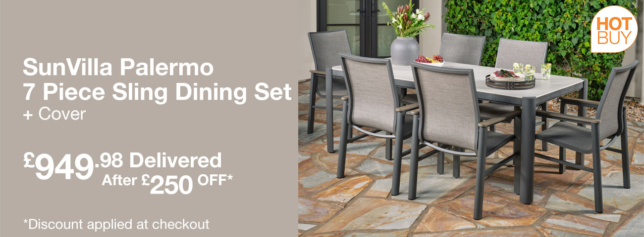 SunVilla Palermo 7 Piece Sling Dining Set + Cover