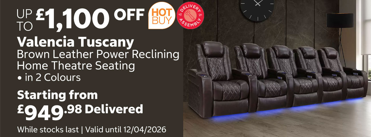 Valencia Tuscany Brown Leather Power Reclining Home Theatre Seating