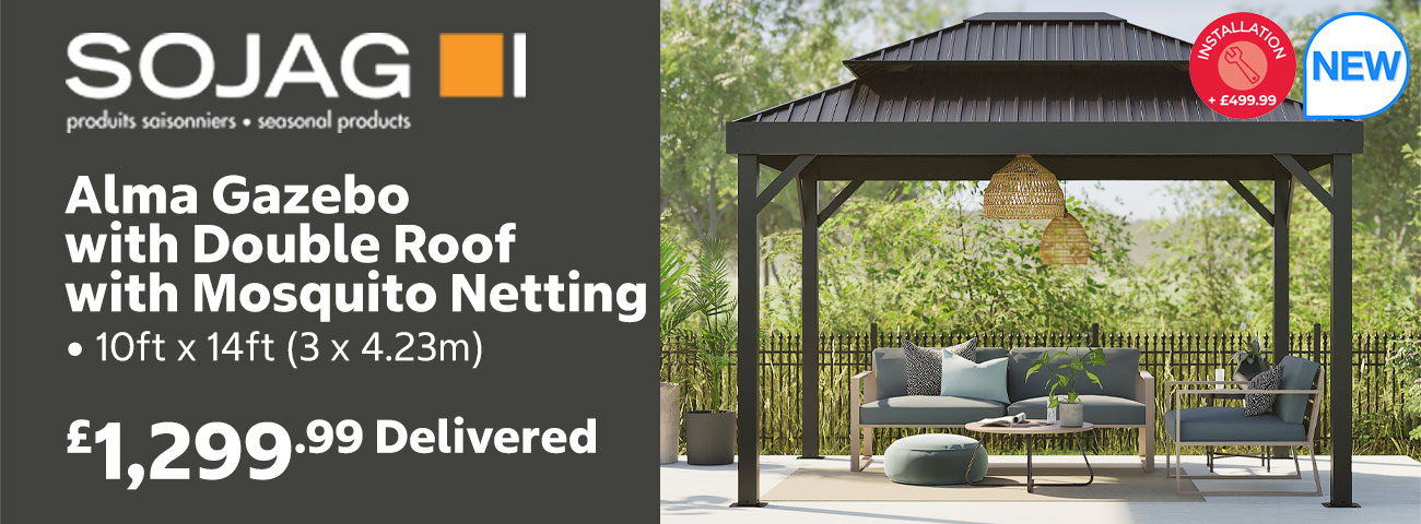 Sojag Alma 10ft x 14ft (3 x 4.23m) Gazebo with Double Roof with Mosquito Netting