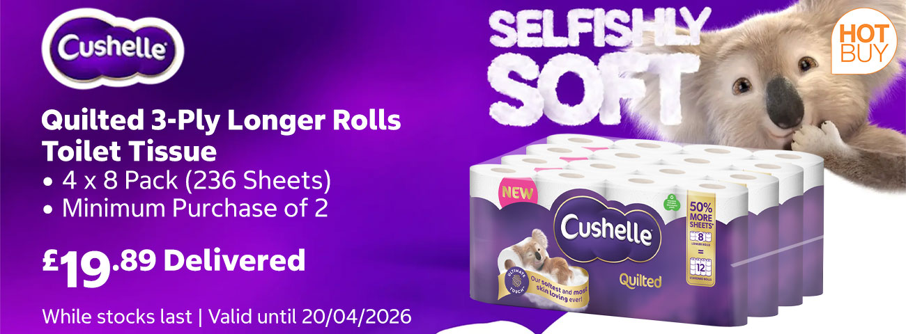 Cushelle Quilted 3-Ply Longer Rolls Toilet Tissue