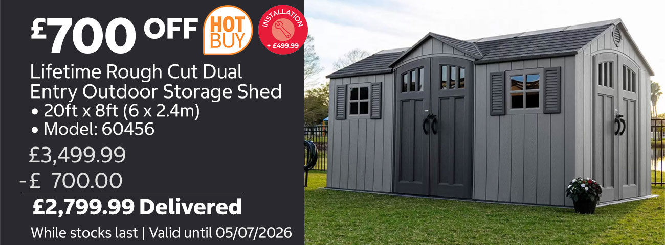 lifetime rough cut dual entry outdoor storage shed