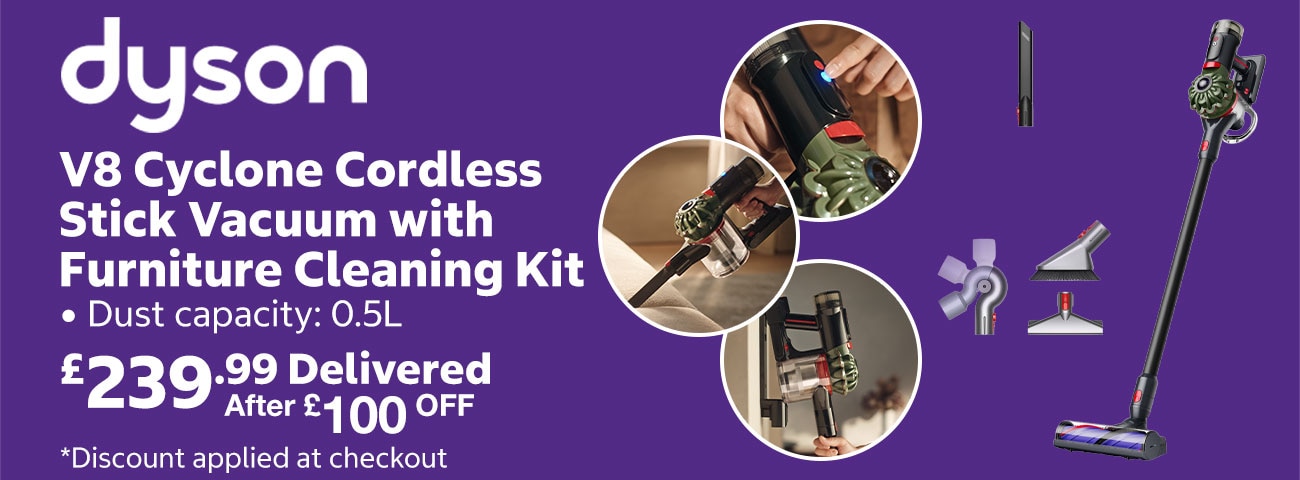 Dyson V8 Cyclone Cordless Stick Vacuum With Furniture Cleaning Kit