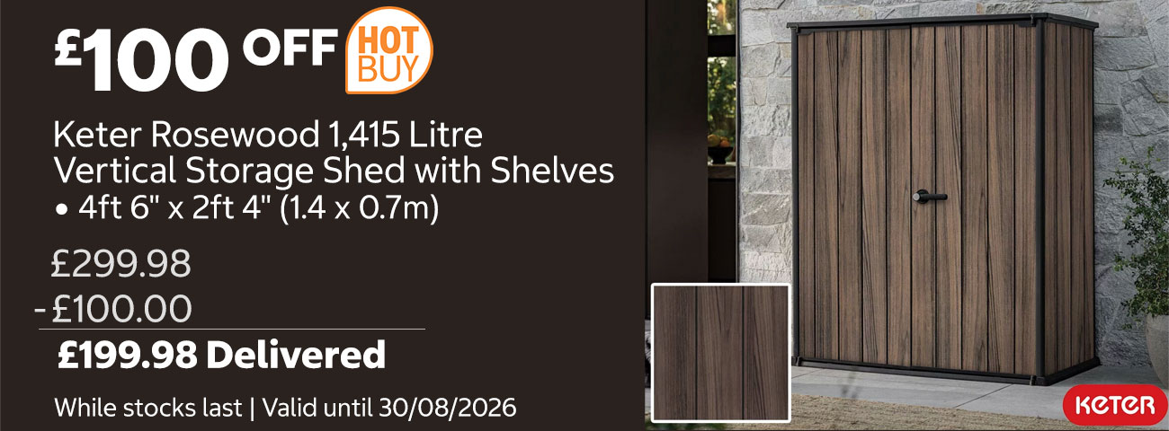 keter rosewood storage shed