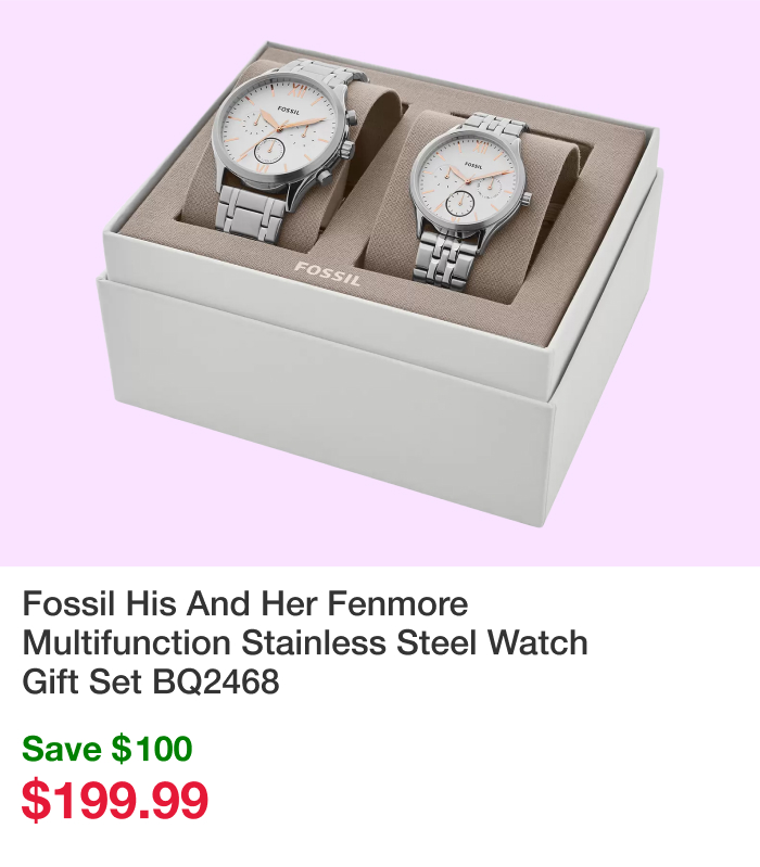 Fossil His And Her Fenmore Multifunction Stainless Steel Watch Gift Set