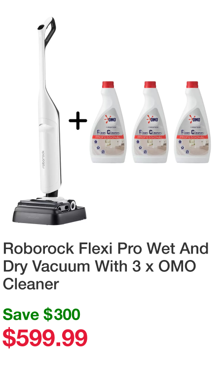 Roborock Flexi Pro Wet And Dry Vacuum With 3 x OMO Cleaner