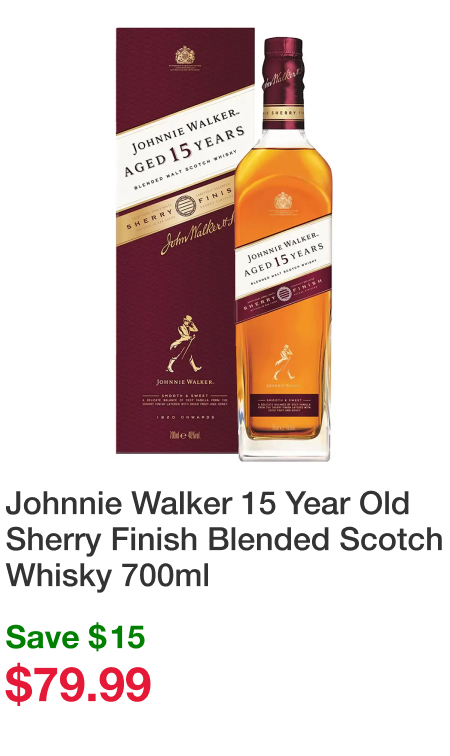 Johnnie Walker 15 Year Old Sherry Finish Blended Scotch Whisky 700ml