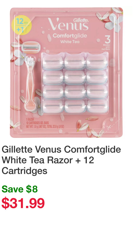 Gillette Venus Comfortglide White Tea Razor + 12 Cartridges