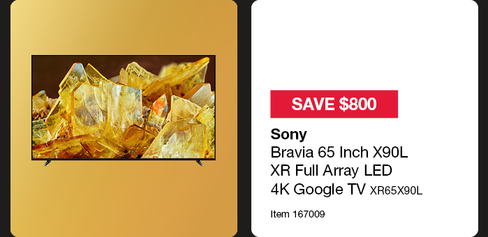 Sony Bravia 65 Inch X90L XR Full Array LED 4K Google TV XR65X90L