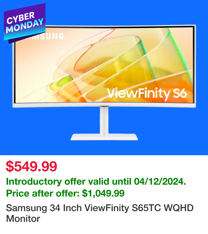 Samsung 34 Inch ViewFinity S65TC WQHD Monitor