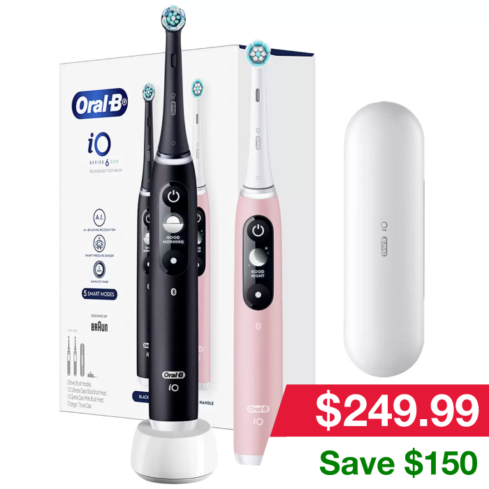 Oral-B iO Series 6 Duo Electric Toothbrush - Black Onyx And Light Rose