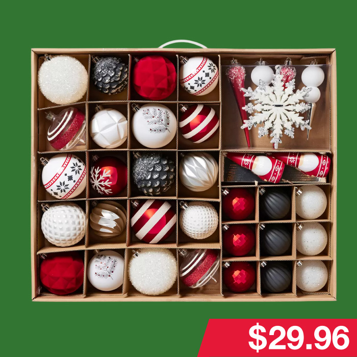 Shatter Resistant Holiday Ornaments 78 Piece