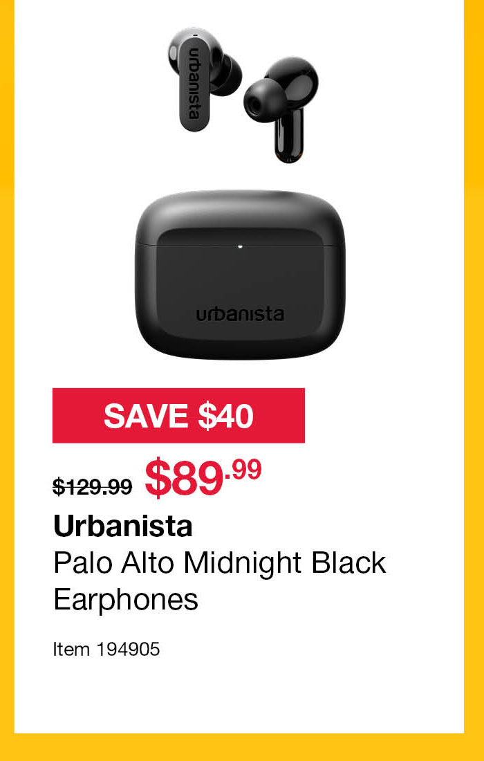 Urbanista Palo Alto Midnight Black Earphones