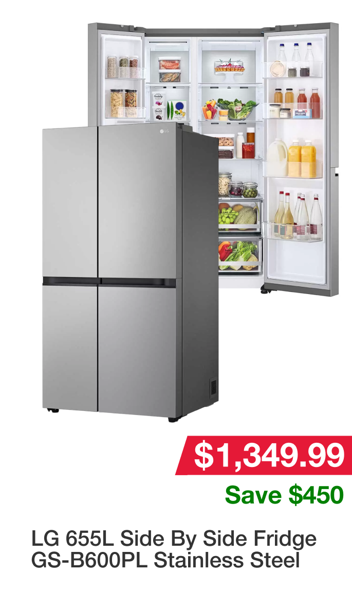 LG 655L Side By Side Fridge GS-B600PL Stainless Steel