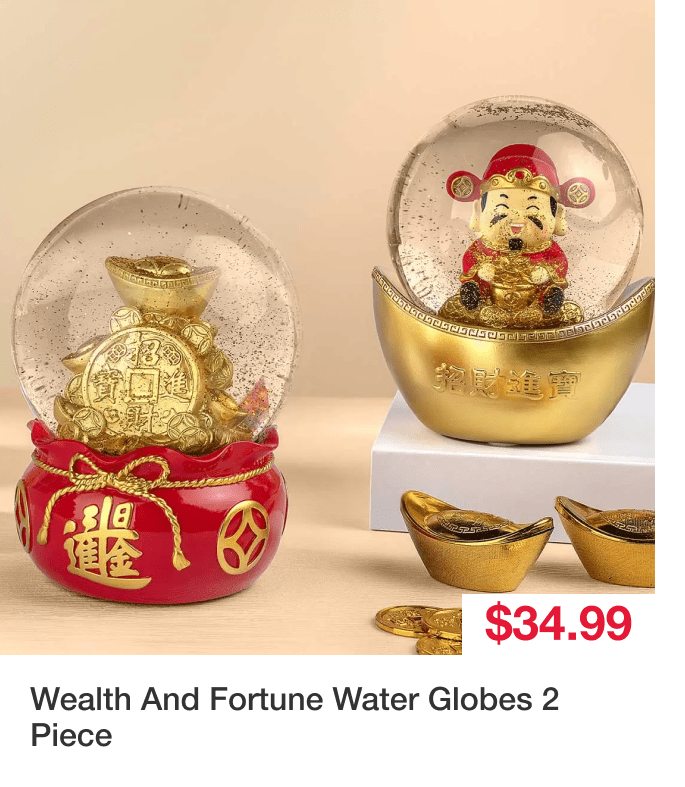 Wealth And Fortune Water Globes 2 Piece