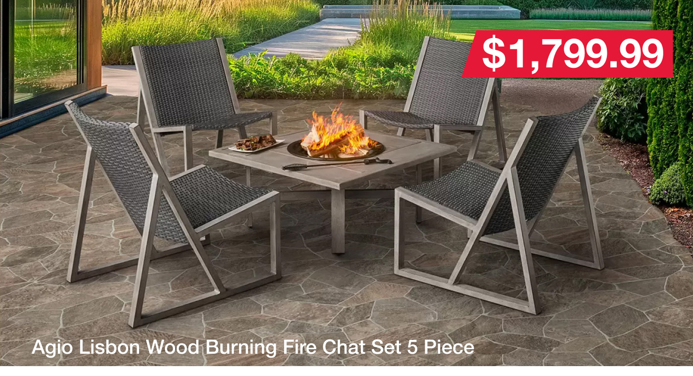 Agio Lisbon Wood Burning Fire Chat Set 5 Piece