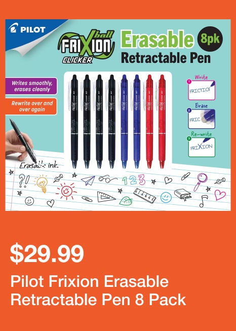 Pilot Frixion Erasable Retractable Pen 8 Pack