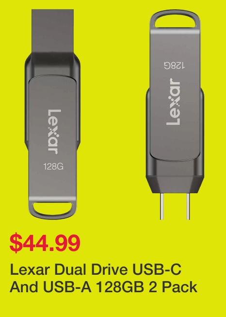 Lexar Dual Drive USB-C And USB-A 128GB 2 Pack