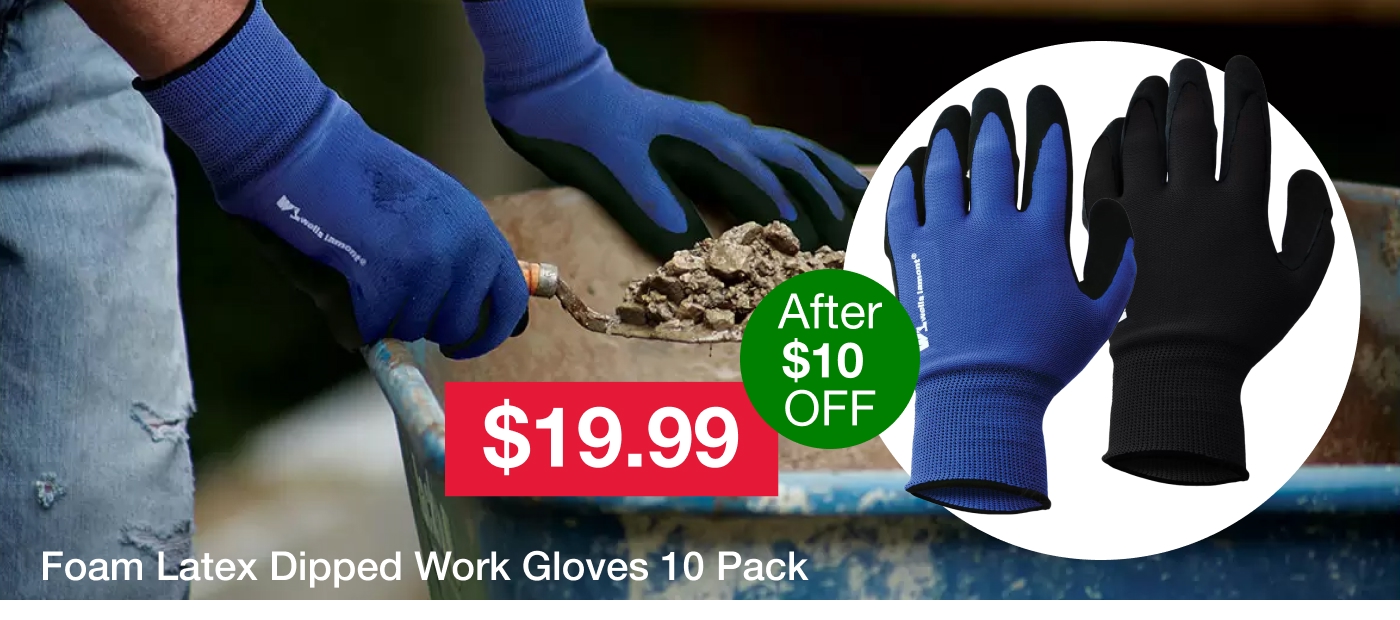 Foam Latex Dipped Work Gloves 10 Pack