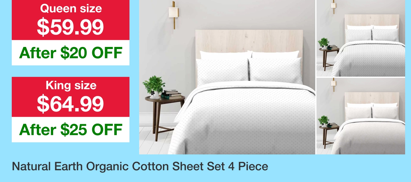 Natural Earth Organic Cotton Sheet Set 4 Piece