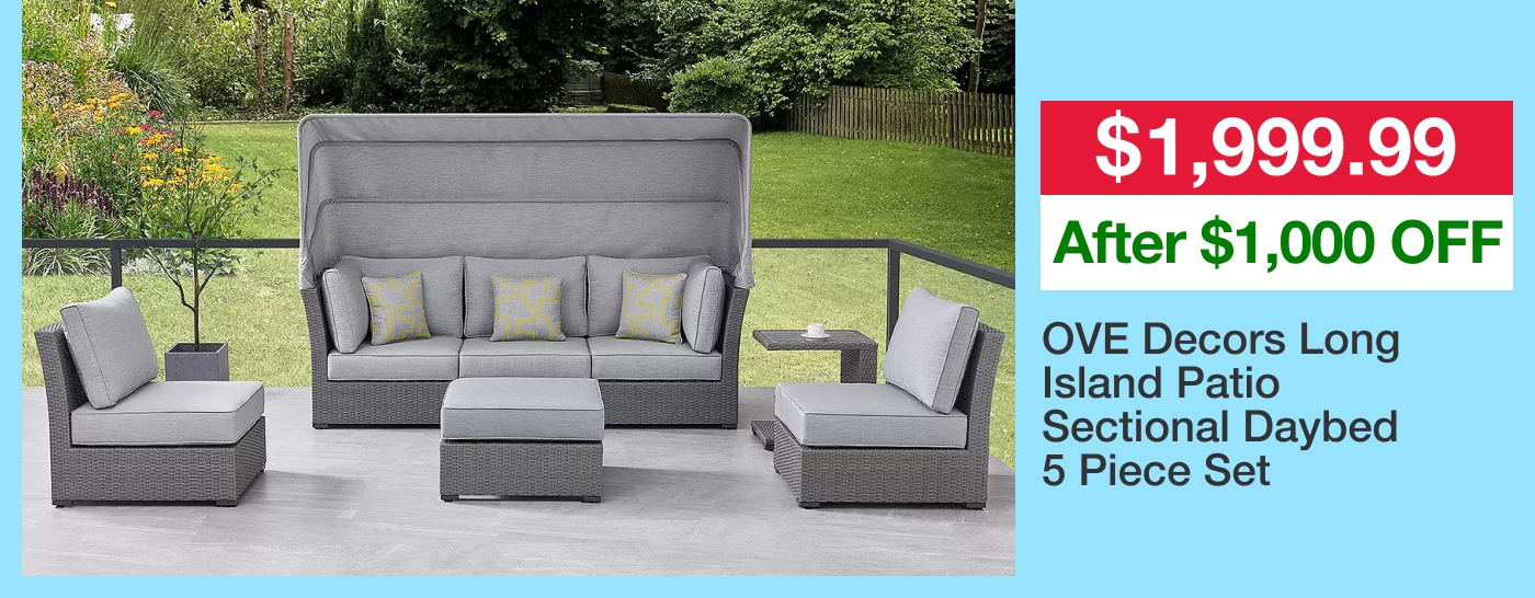 OVE Decors Long Island Patio Sectional Daybed 5 Piece Set