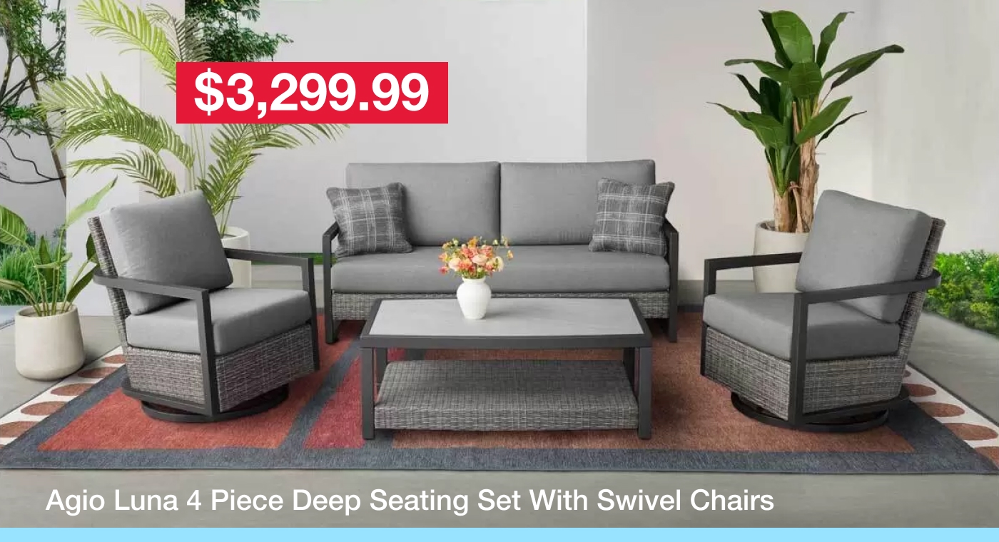 Agio Luna 4 Piece Deep Seating Set With Swivel Chairs