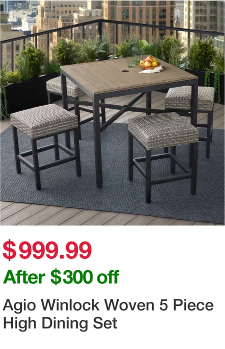 Agio Winlock Woven 5 Piece High Dining Set