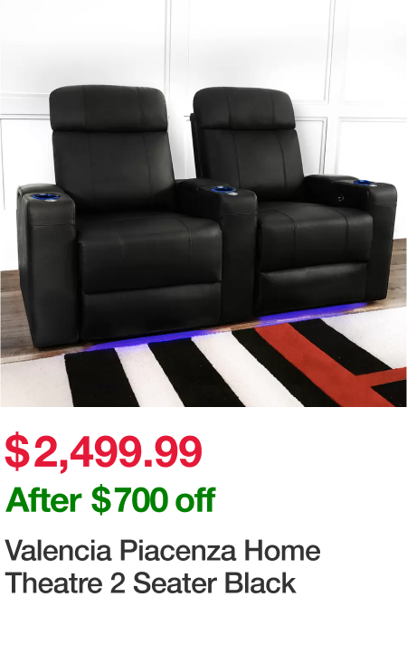 Valencia Piacenza Home Theatre 2 Seater Black