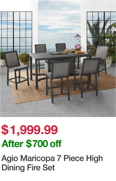 Agio Maricopa 7 Piece High Dining Fire Set