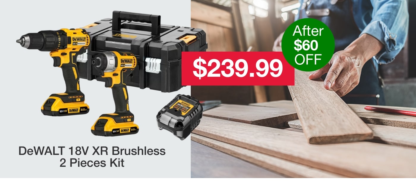 DeWALT 18V XR Brushless 2 Pieces Kit 2AH