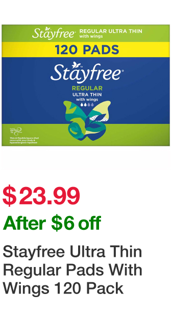 Stayfree Ultra Thin Regular Pads With Wings 120 Pack