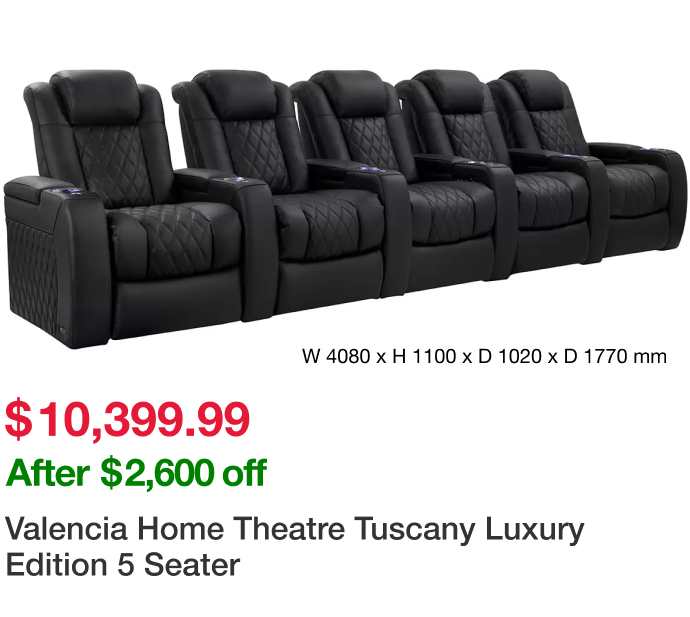 Valencia Home Theatre Tuscany Luxury Edition 5 Seater