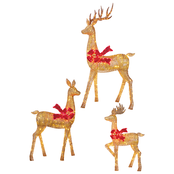Deer Family with LED Lights, 193cm & 167cm & 114cm