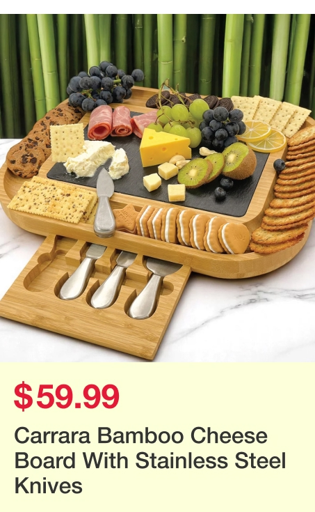 Carrara Bamboo Cheese Board With Stainless Steel Knives