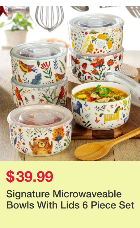 Signature Microwaveable Bowls With Lids 6 Piece Set