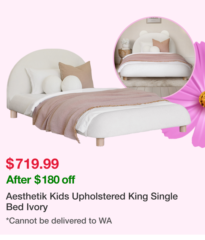 Aesthetik Kids Upholstered King Single Bed Ivory