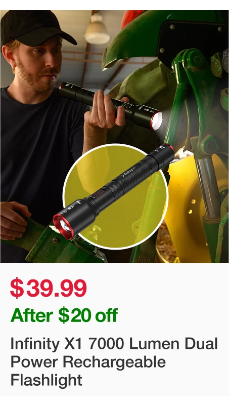 Infinity X1 7000 Lumen Dual Power Rechargeable Flashlight 1806405