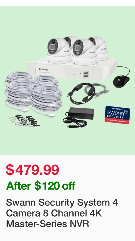 Swann Security System 4 Camera 8 Channel 4K Master-Series NVR SWNVK-87680W4DWL-AU