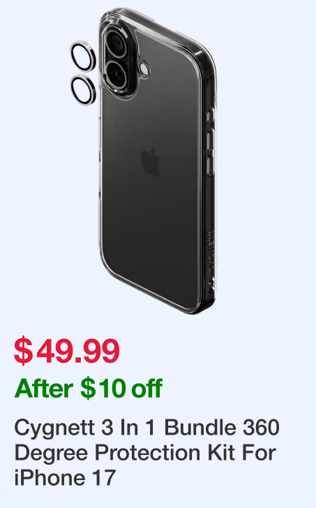 Cygnett 3 In 1 Bundle 360 Degree Protection Kit For iPhone 17