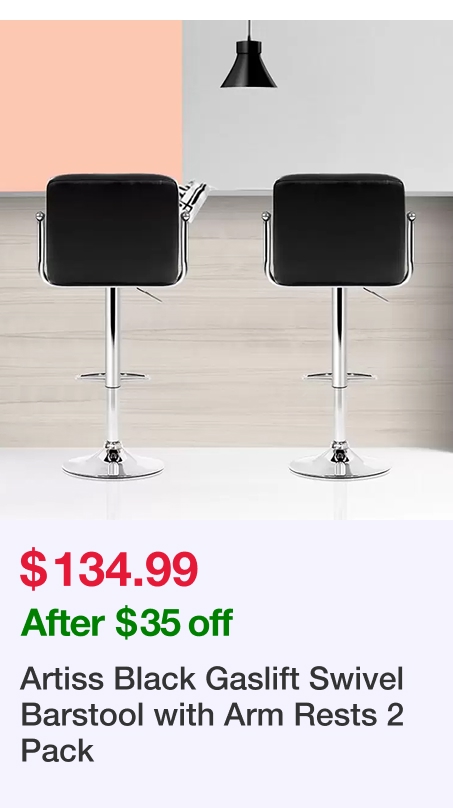 Artiss Black Gaslift Swivel Barstool with Arm Rests 2 Pack
