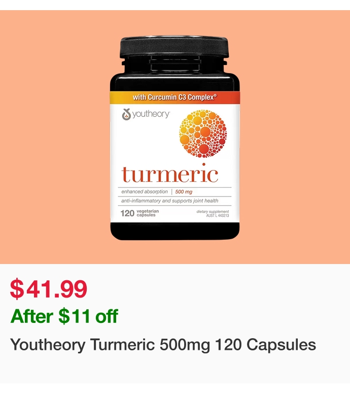 Youtheory Turmeric 500mg 120 Capsules
