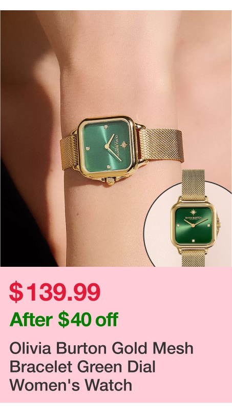 Olivia Burton Gold Mesh Bracelet Green Dial Women's Watch