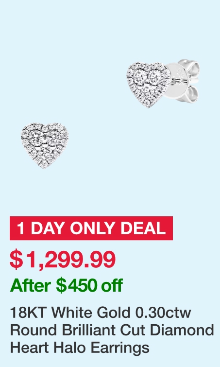 18KT White Gold 0.30ctw Round Brilliant Cut Diamond Heart Halo Earrings